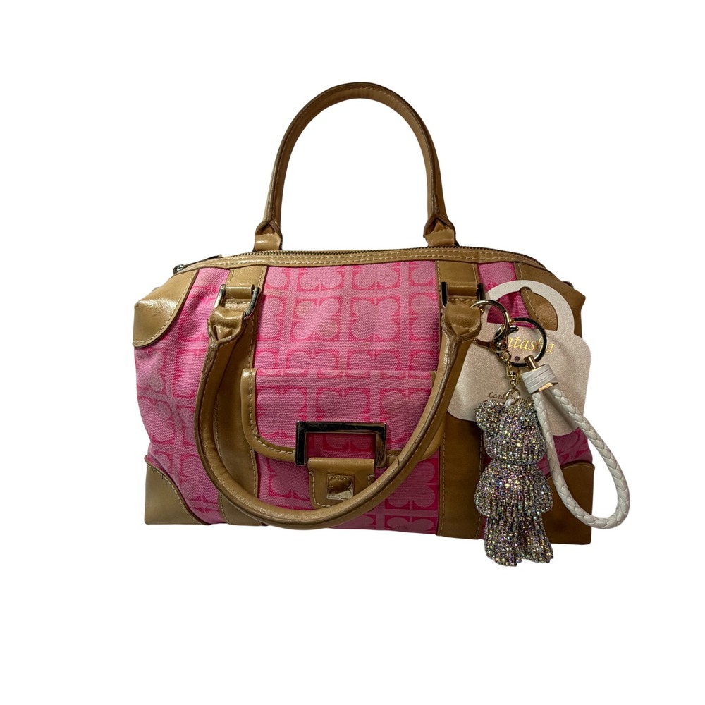 Liz Claiborne Pink Monogram Y2K Satchel Bag Preppy 2000s Purse